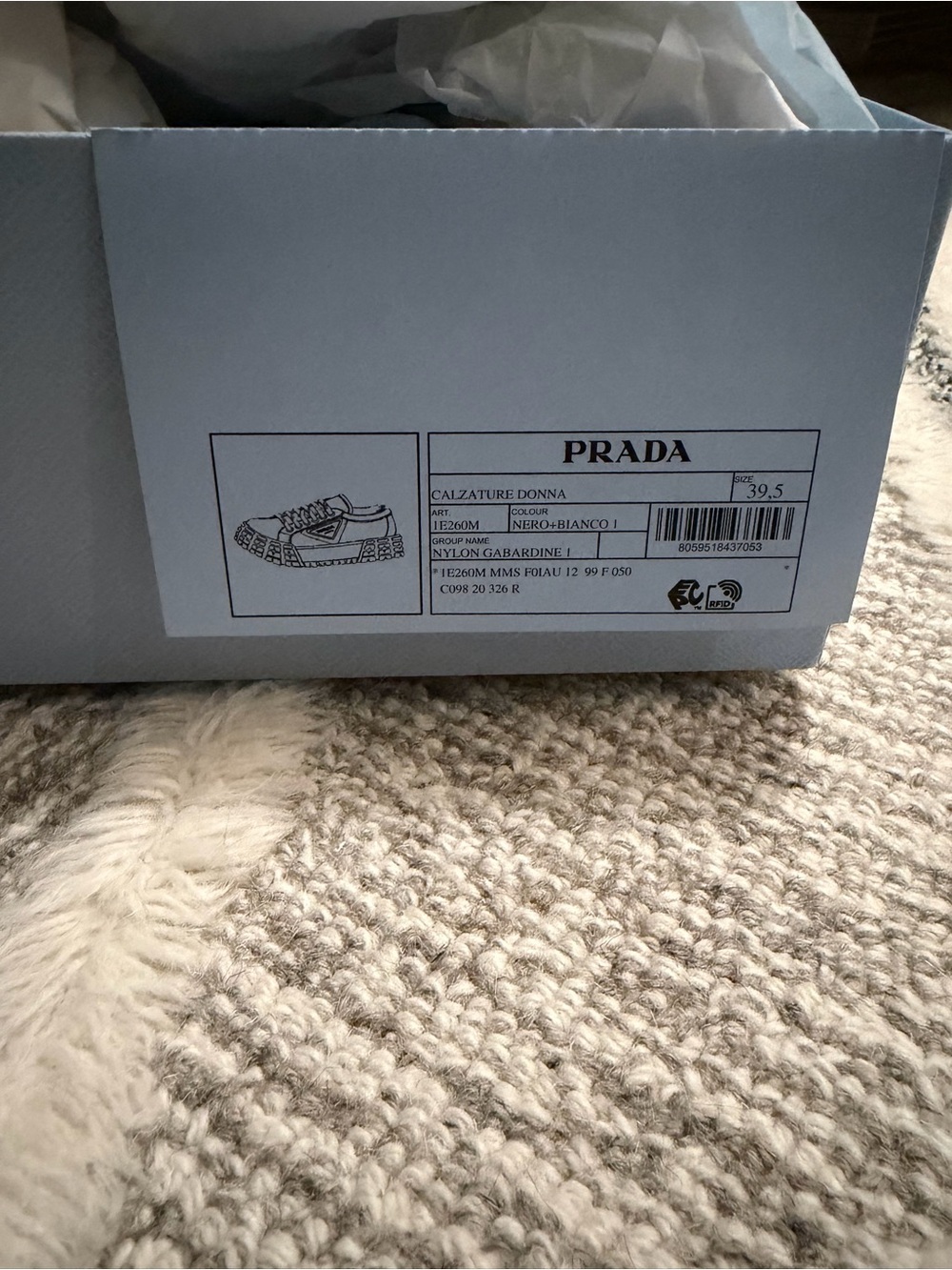 Prada Double Wheel Re-nylon Gabardine Women Sneakers - Black/white - Picture 15 of 16